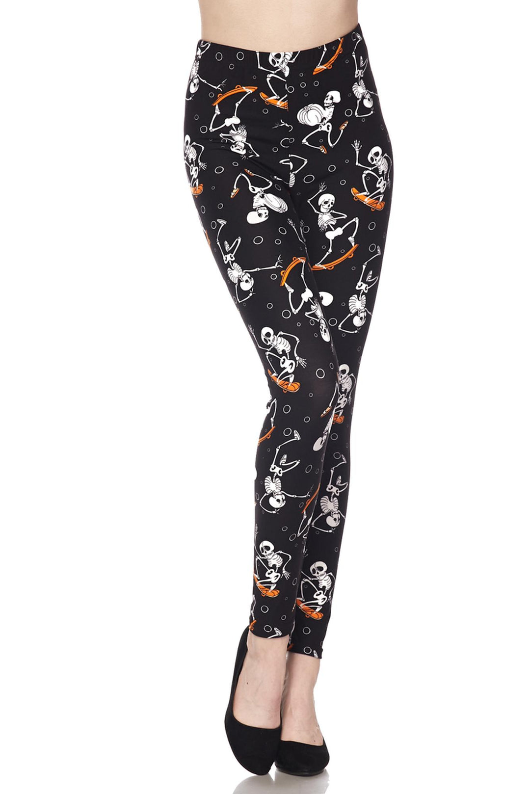 Buttery Smooth Skateboarding Skeletons Extra Plus Size Leggings - 3X-5X