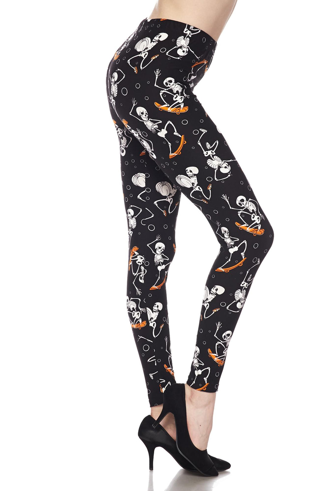 Buttery Smooth Skateboarding Skeletons Extra Plus Size Leggings - 3X-5X