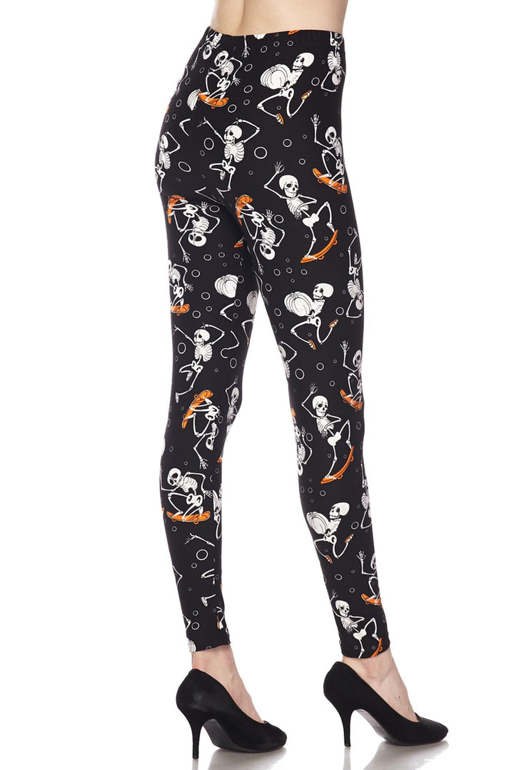 Buttery Smooth Skateboarding Skeletons Extra Plus Size Leggings - 3X-5X