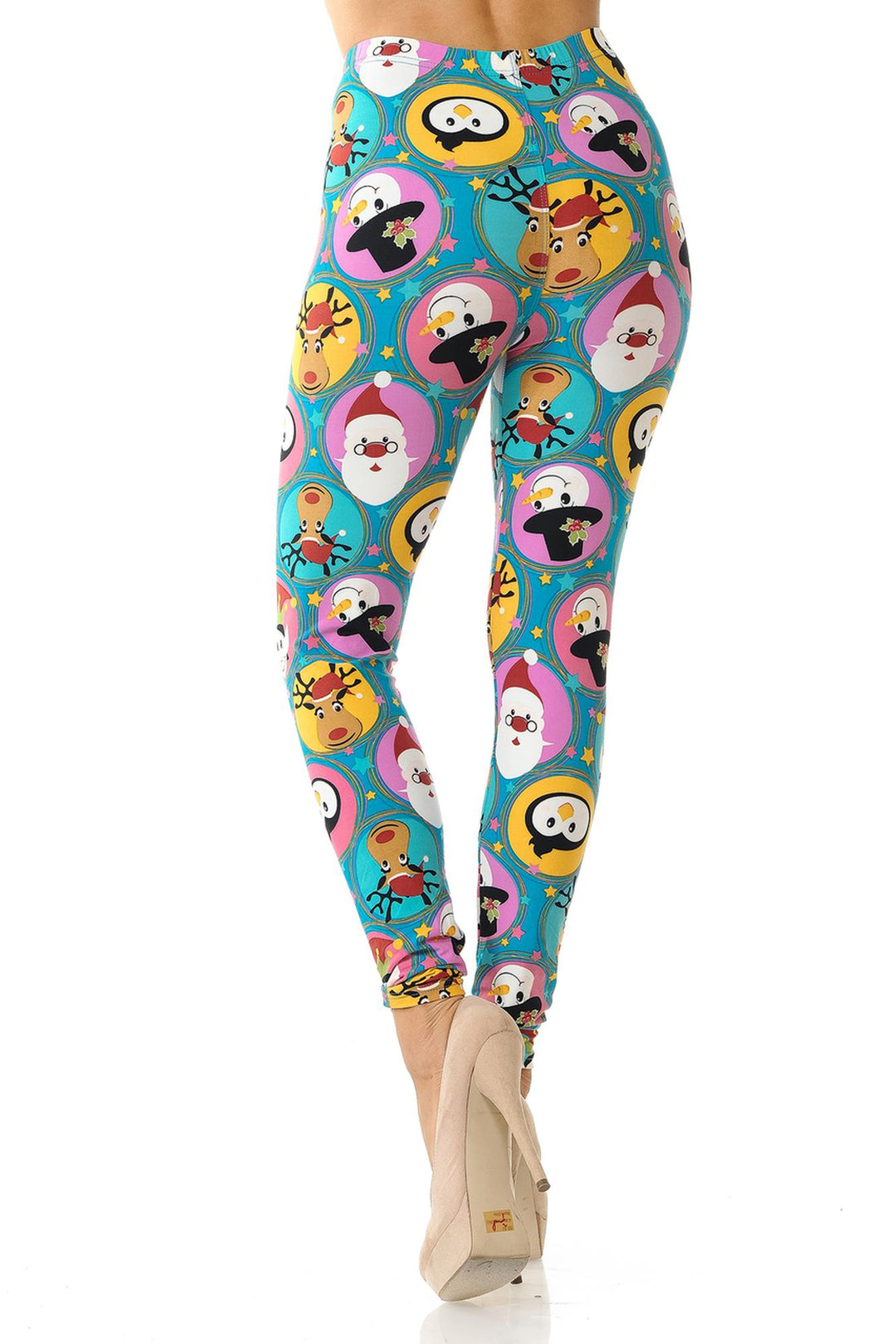 Buttery Smooth Cute Christmas Faces Extra Plus Size Leggings - 3X-5X