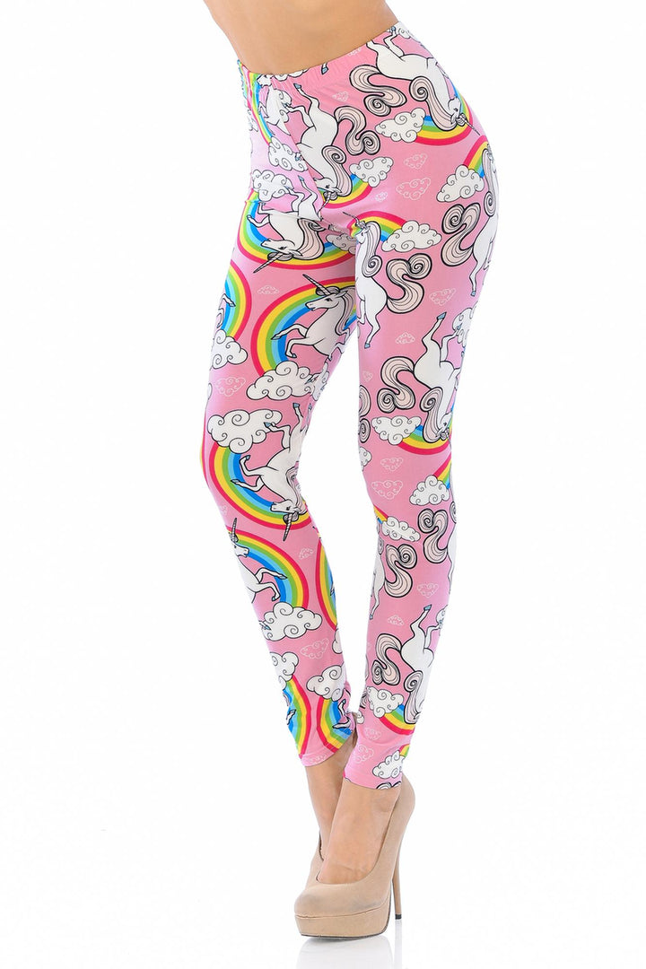 Buttery Smooth Pink Rainbow Unicorn Extra Plus Size Leggings - 3X-5X