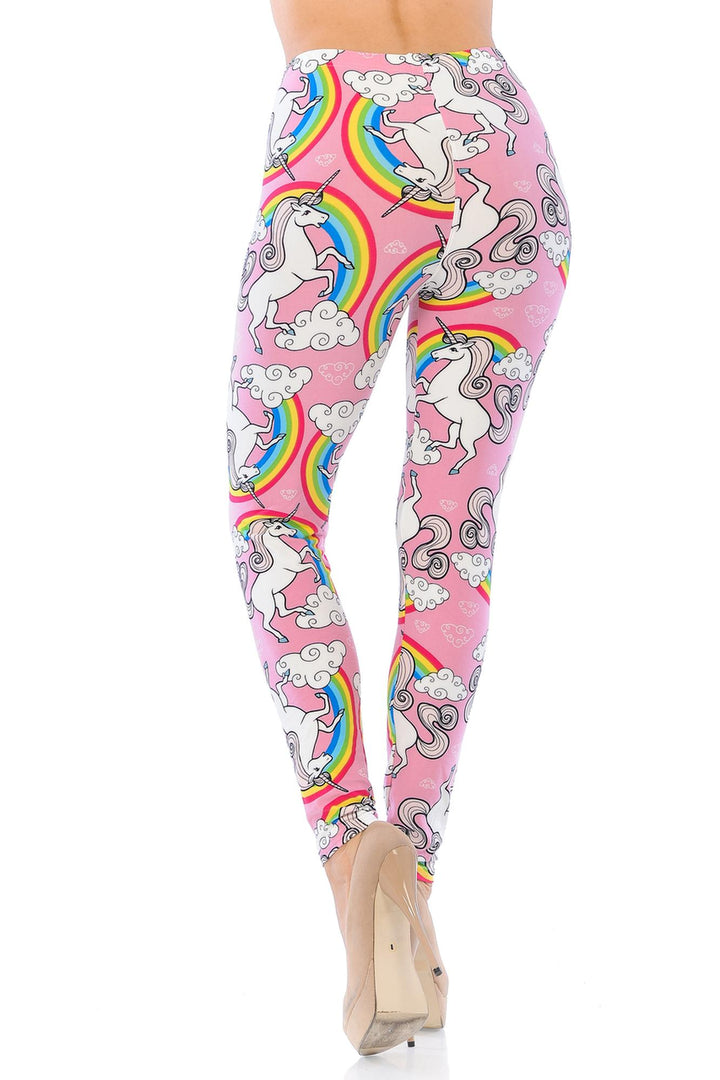 Buttery Smooth Pink Rainbow Unicorn Extra Plus Size Leggings - 3X-5X