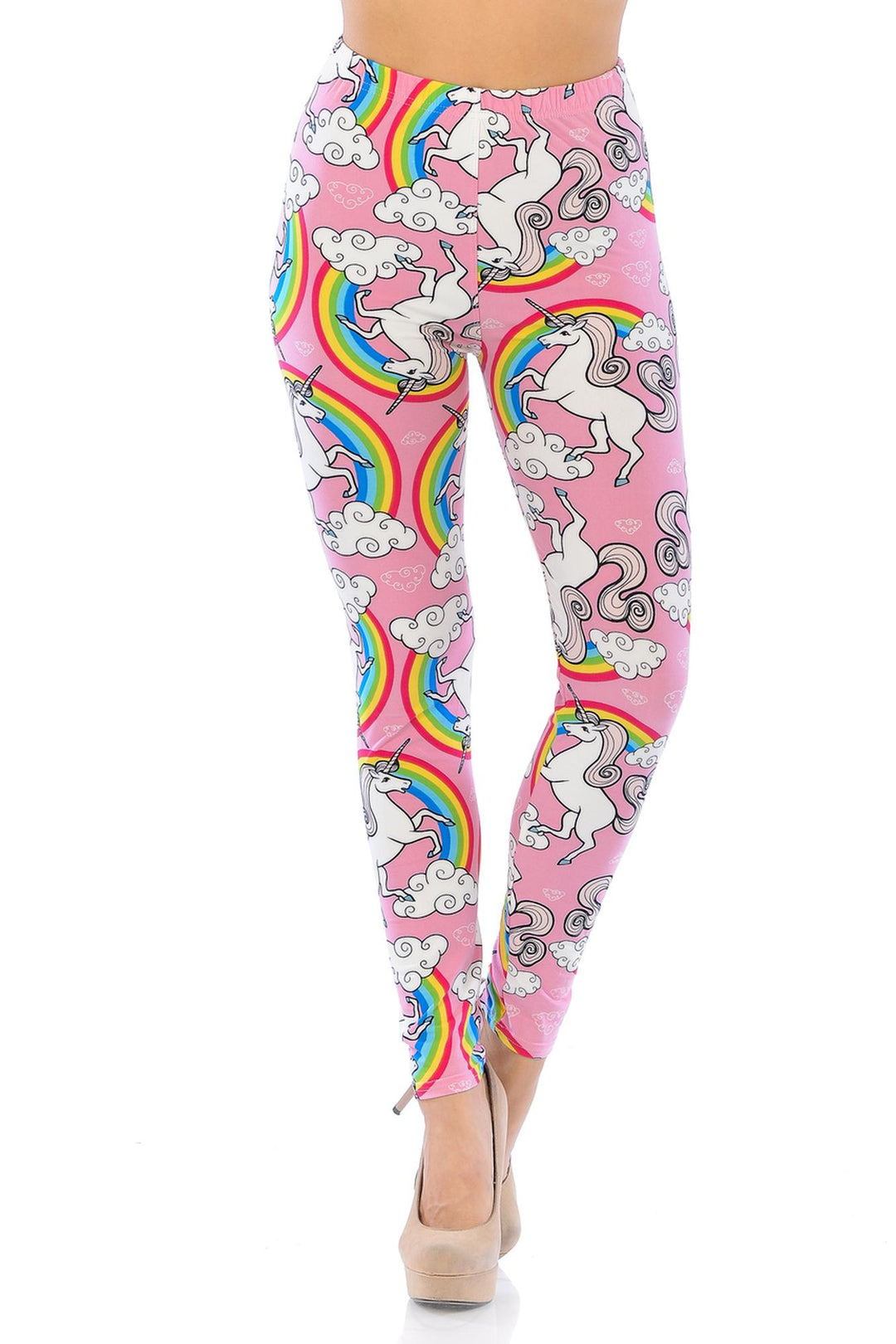 Buttery Smooth Pink Rainbow Unicorn Extra Plus Size Leggings - 3X-5X
