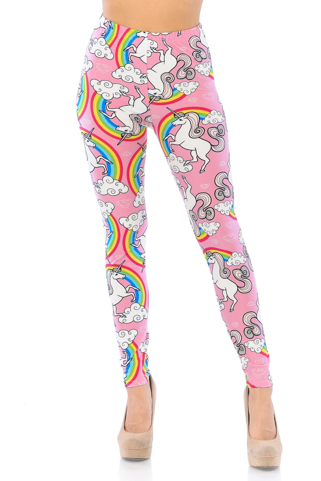 Buttery Smooth Pink Rainbow Unicorn Extra Plus Size Leggings - 3X-5X