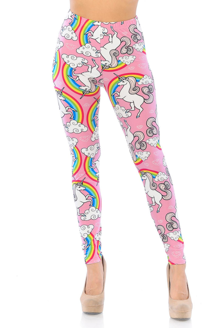 Buttery Smooth Pink Rainbow Unicorn Extra Plus Size Leggings - 3X-5X