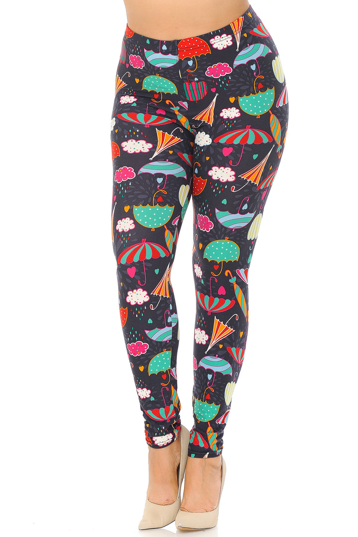 Buttery Smooth Vintage Umbrella Extra  Plus Size Leggings - 3X-5X