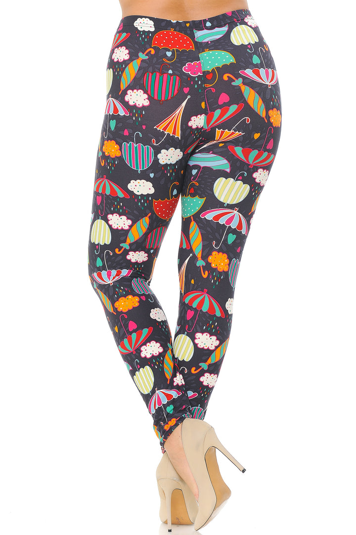 Buttery Smooth Vintage Umbrella Extra  Plus Size Leggings - 3X-5X