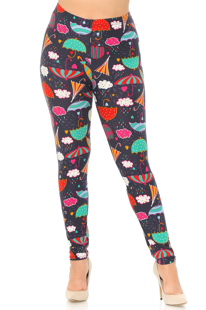 Buttery Smooth Vintage Umbrella Extra  Plus Size Leggings - 3X-5X
