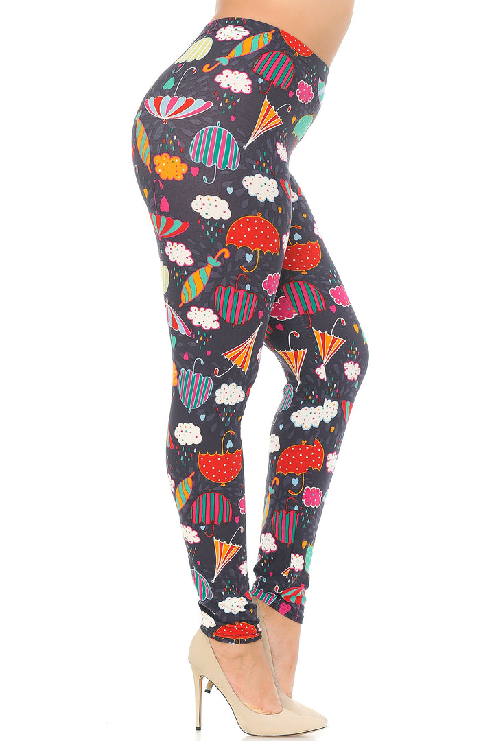Buttery Smooth Vintage Umbrella Extra  Plus Size Leggings - 3X-5X