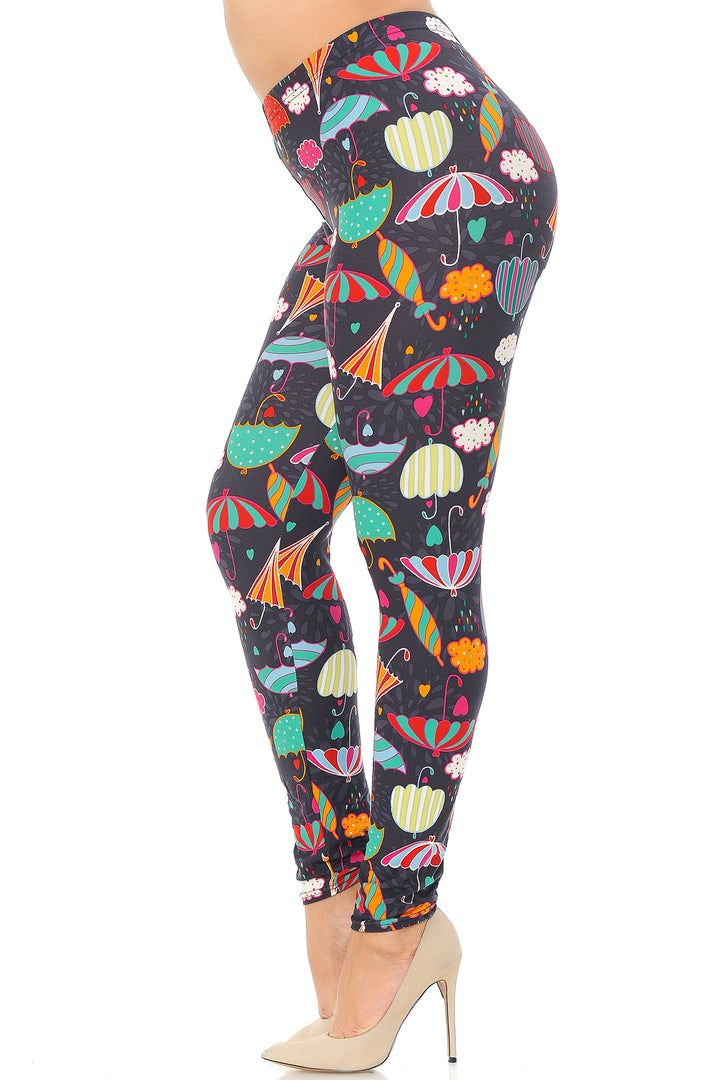 Buttery Smooth Vintage Umbrella Extra  Plus Size Leggings - 3X-5X