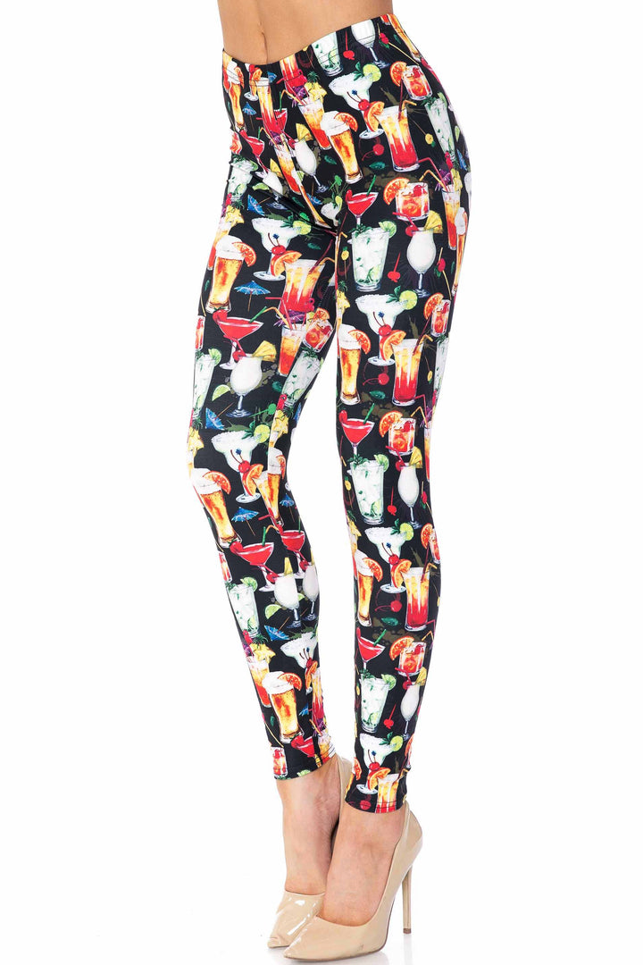 Creamy Soft Tropical Cocktails Extra Plus Size Leggings - 3X-5X - USA Fashion