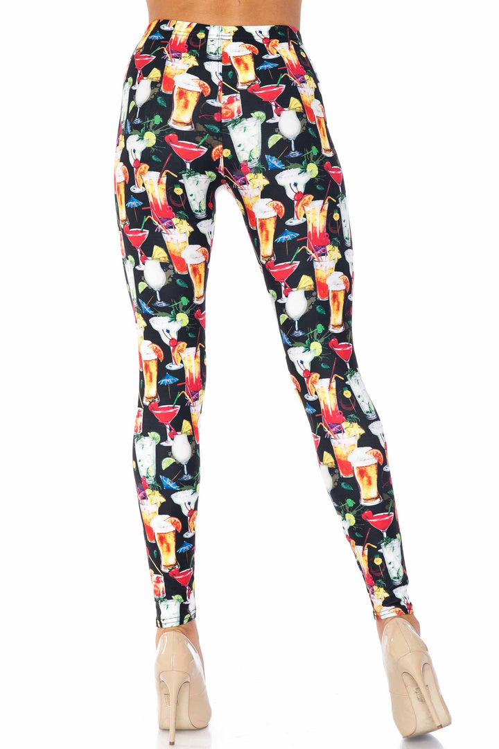 Creamy Soft Tropical Cocktails Extra Plus Size Leggings - 3X-5X - USA Fashion