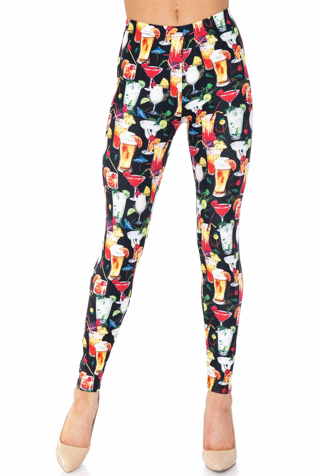 Creamy Soft Tropical Cocktails Extra Plus Size Leggings - 3X-5X - USA Fashion