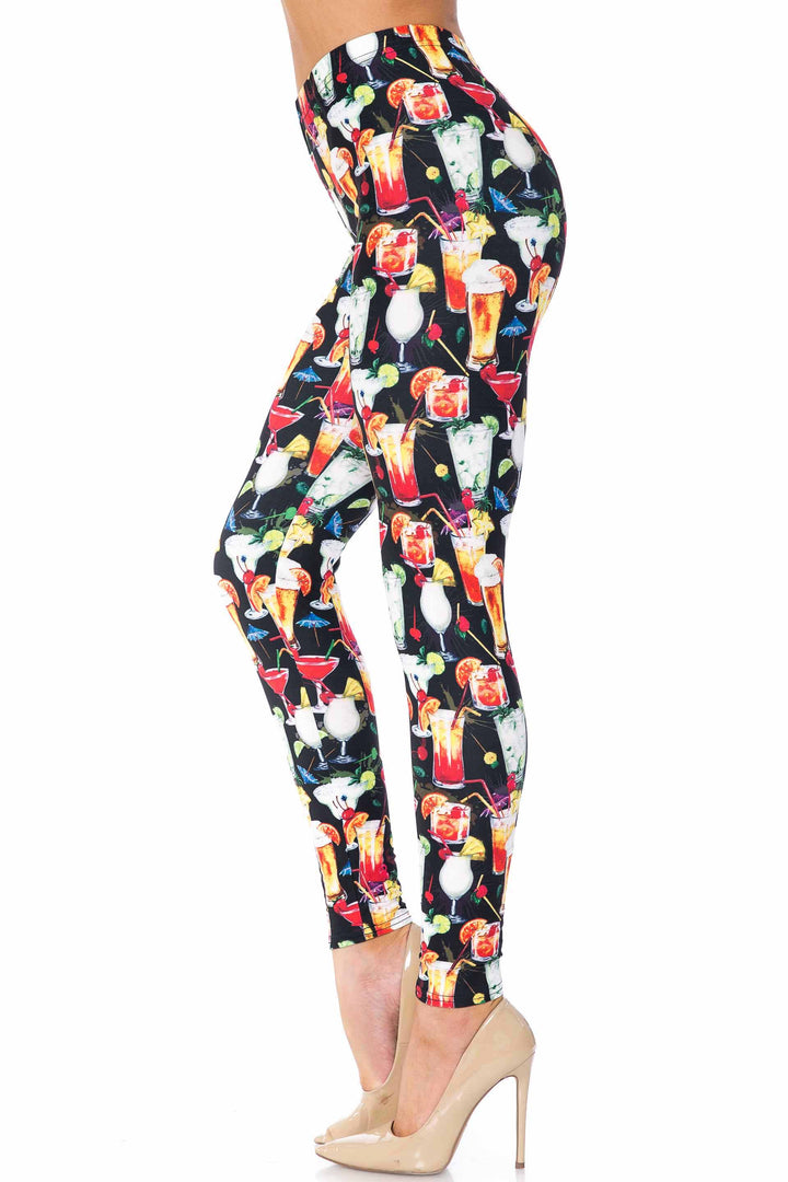 Creamy Soft Tropical Cocktails Extra Plus Size Leggings - 3X-5X - USA Fashion