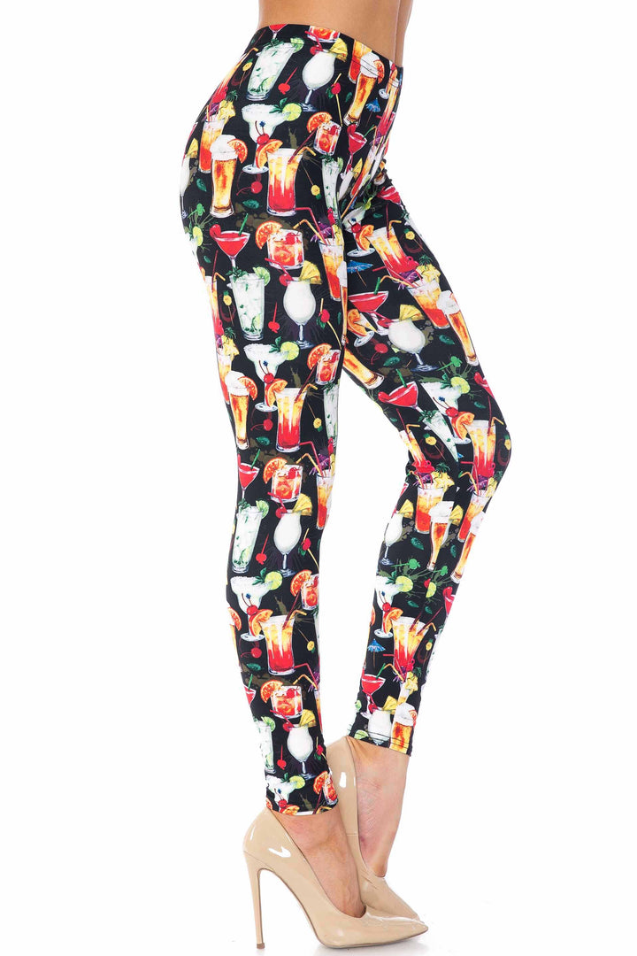 Creamy Soft Tropical Cocktails Extra Plus Size Leggings - 3X-5X - USA Fashion
