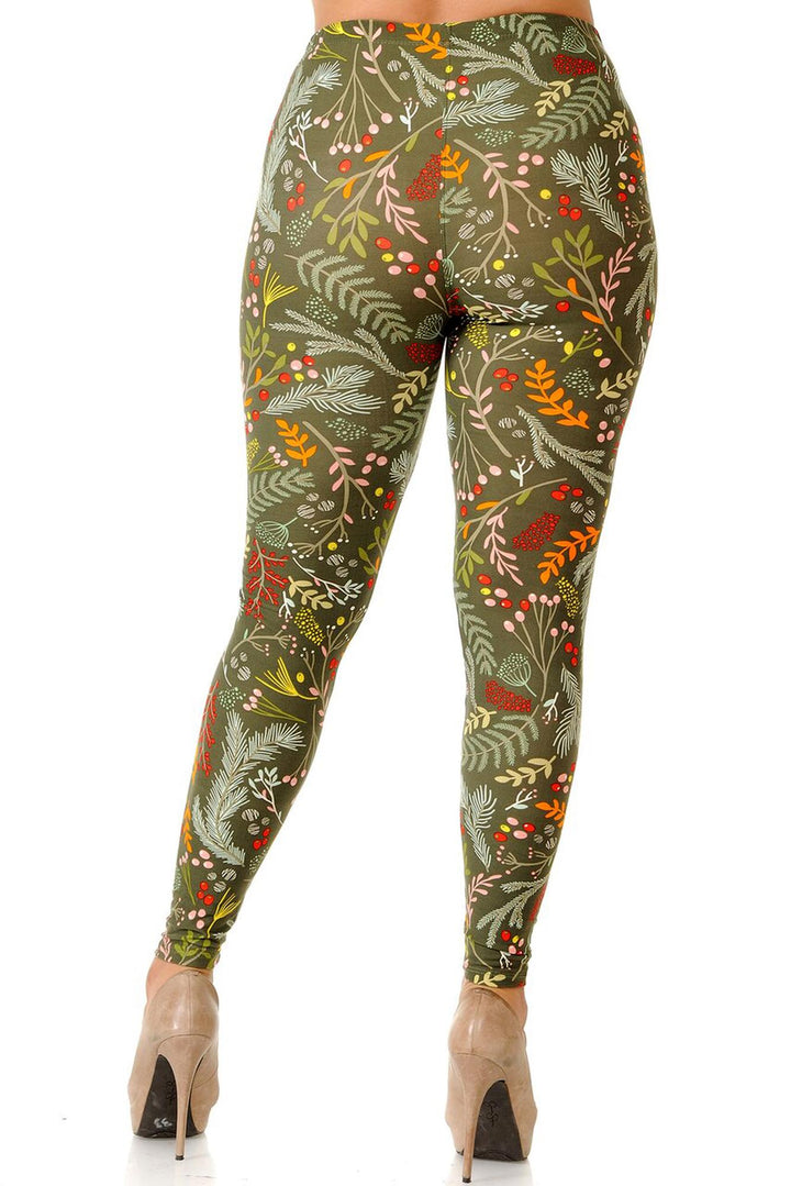 Buttery Smooth Olive Garden Extra Plus Size Leggings - 3X-5X