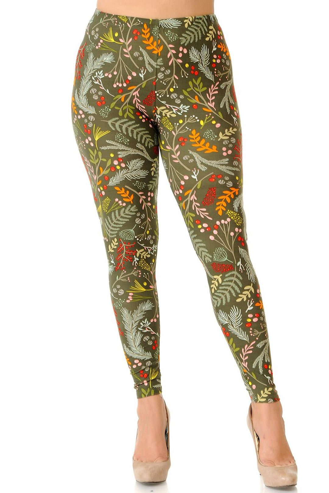 Buttery Smooth Olive Garden Extra Plus Size Leggings - 3X-5X