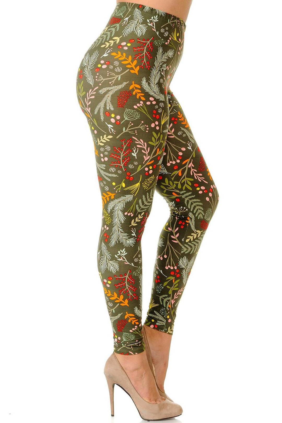 Buttery Smooth Olive Garden Extra Plus Size Leggings - 3X-5X