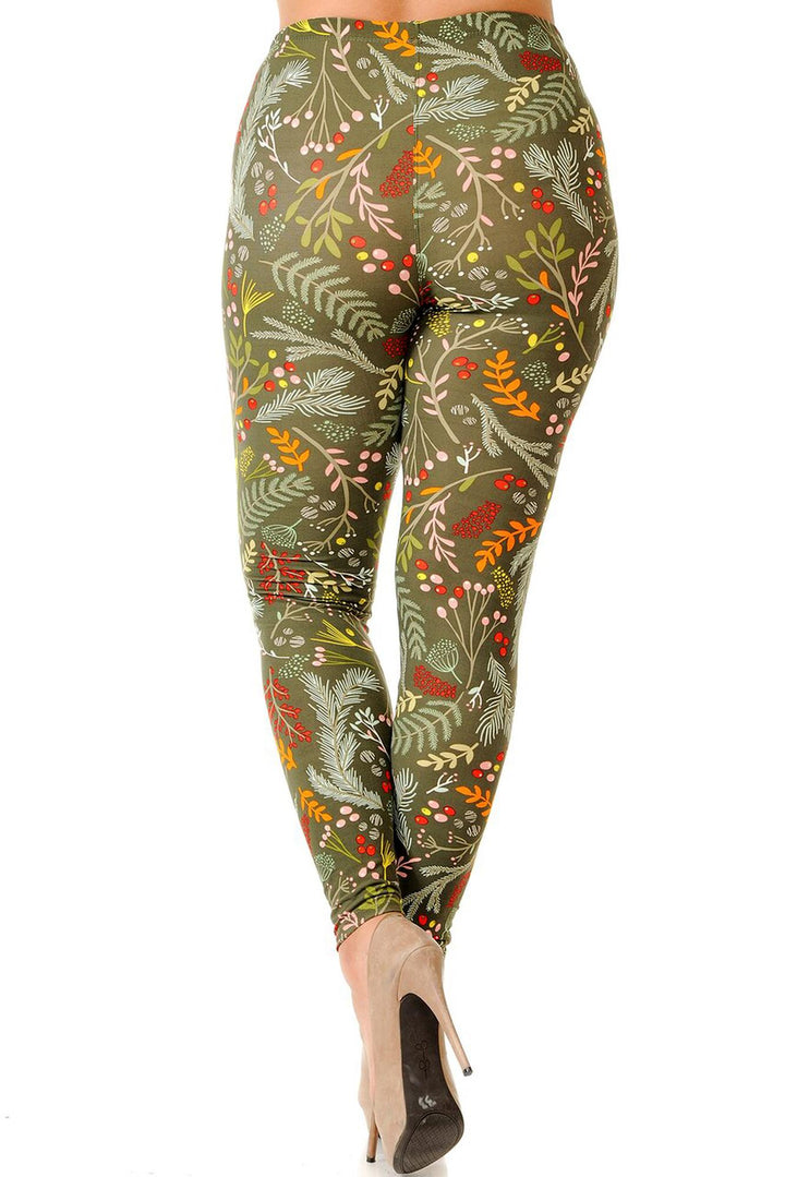 Buttery Smooth Olive Garden Extra Plus Size Leggings - 3X-5X