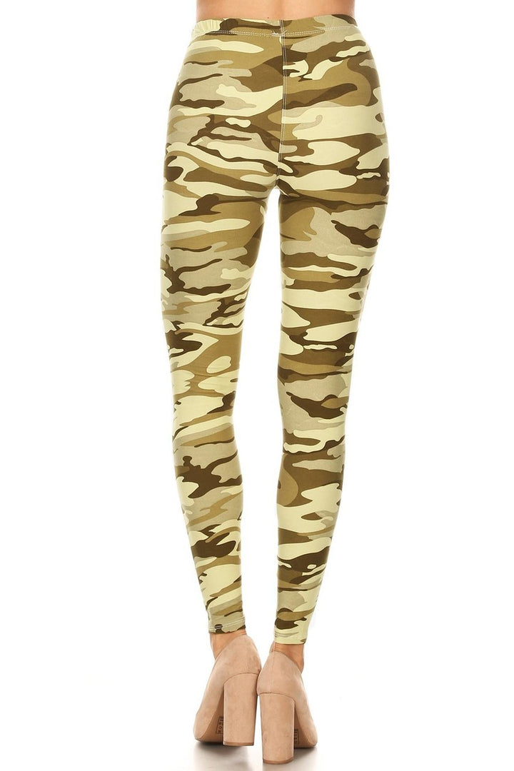 Buttery Smooth Light Olive Camouflage Plus Size Leggings - 3X-5X
