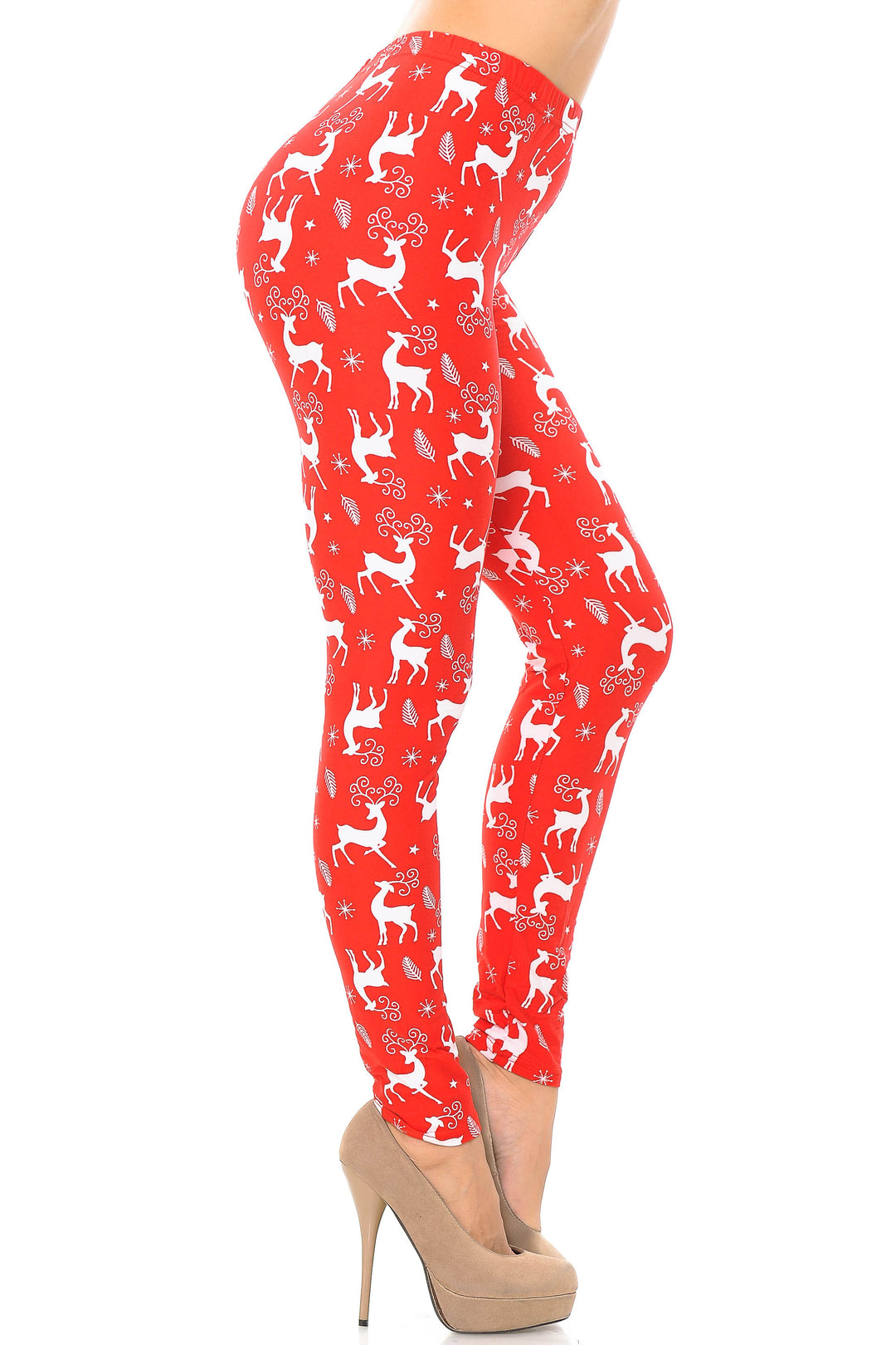 Buttery Soft Prancing Christmas Reindeer Extra Plus Size Leggings - 3X-5X