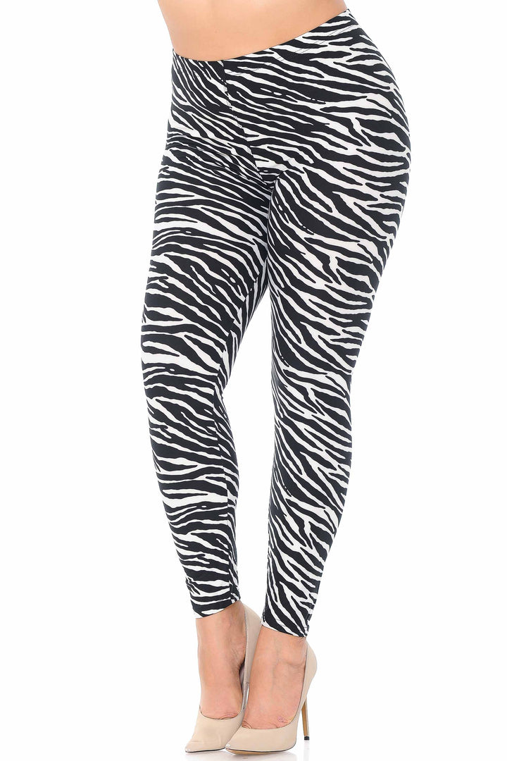 Buttery Smooth Zebra Extra Plus Size Leggings - 3X-5X