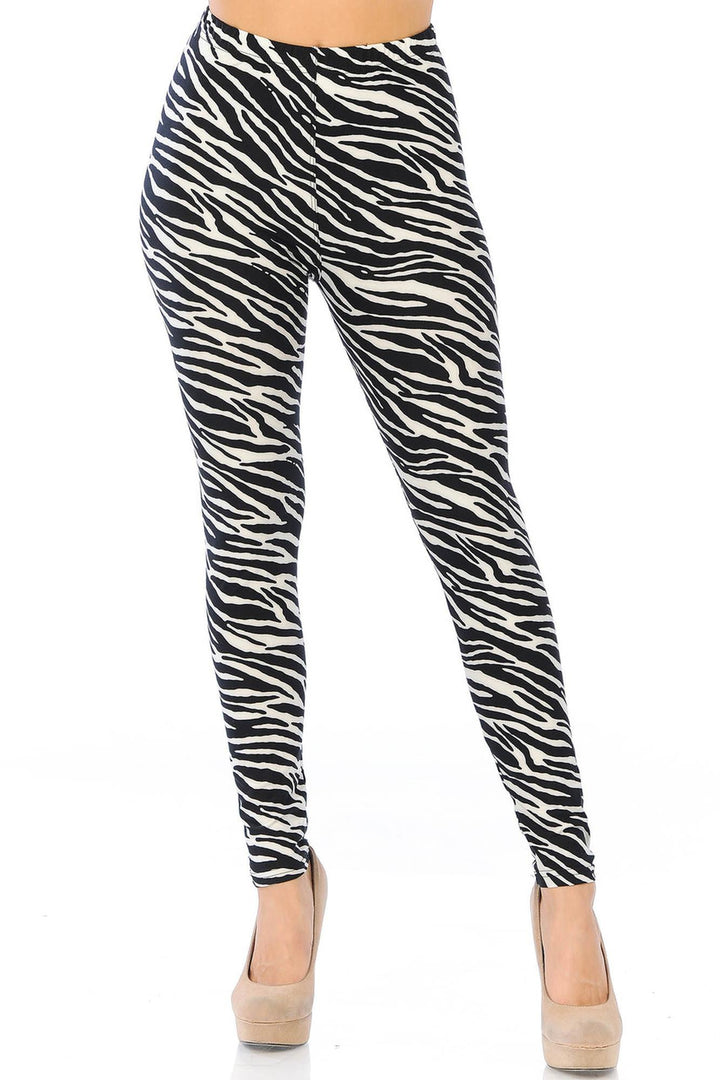 Buttery Smooth Zebra Extra Plus Size Leggings - 3X-5X