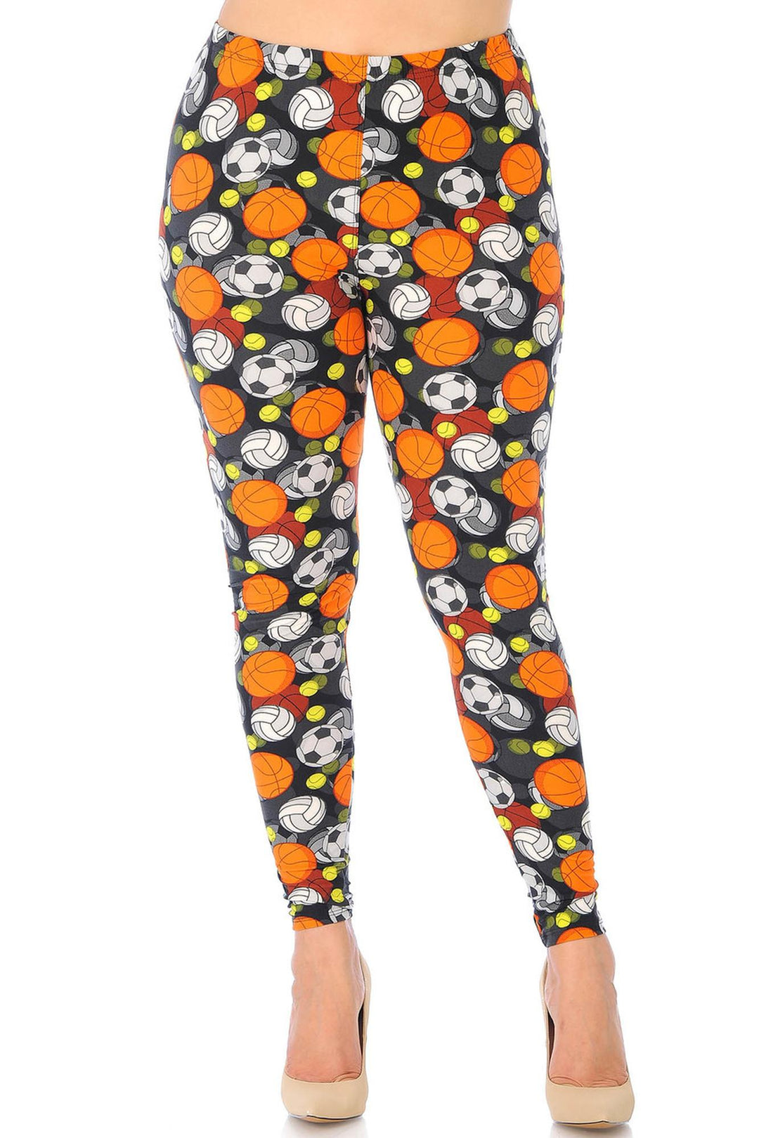 Buttery Smooth Sports Ball Extra Plus Size Leggings - 3X-5X