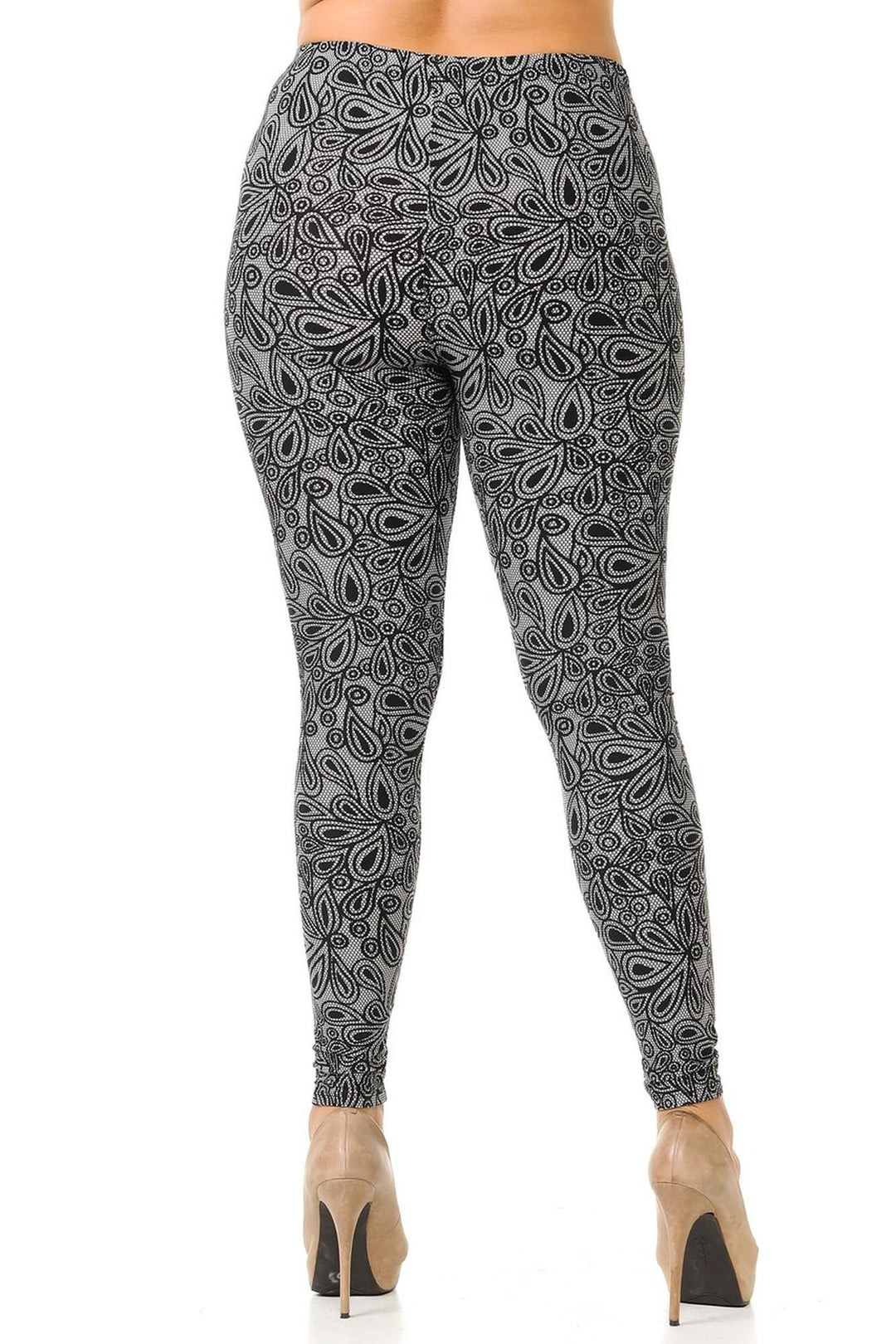 Buttery Smooth Netted Petal Extra Plus Size Leggings - 3X-5X