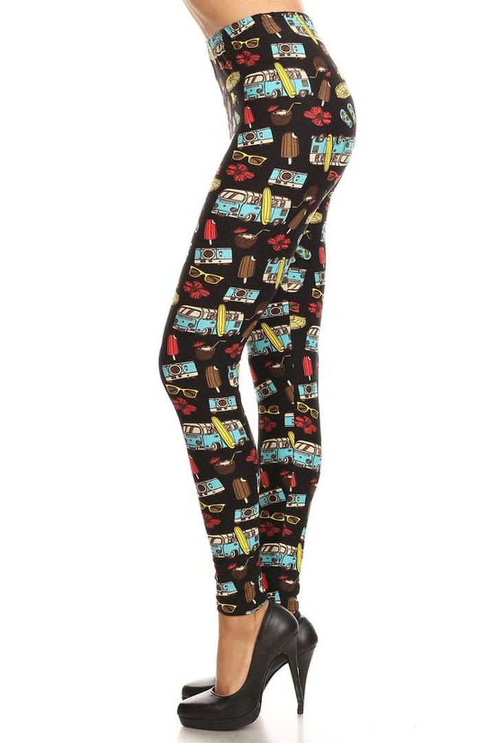 Buttery Smooth Hippy Van Summer Holiday Extra Plus Size Leggings - 3X-5X