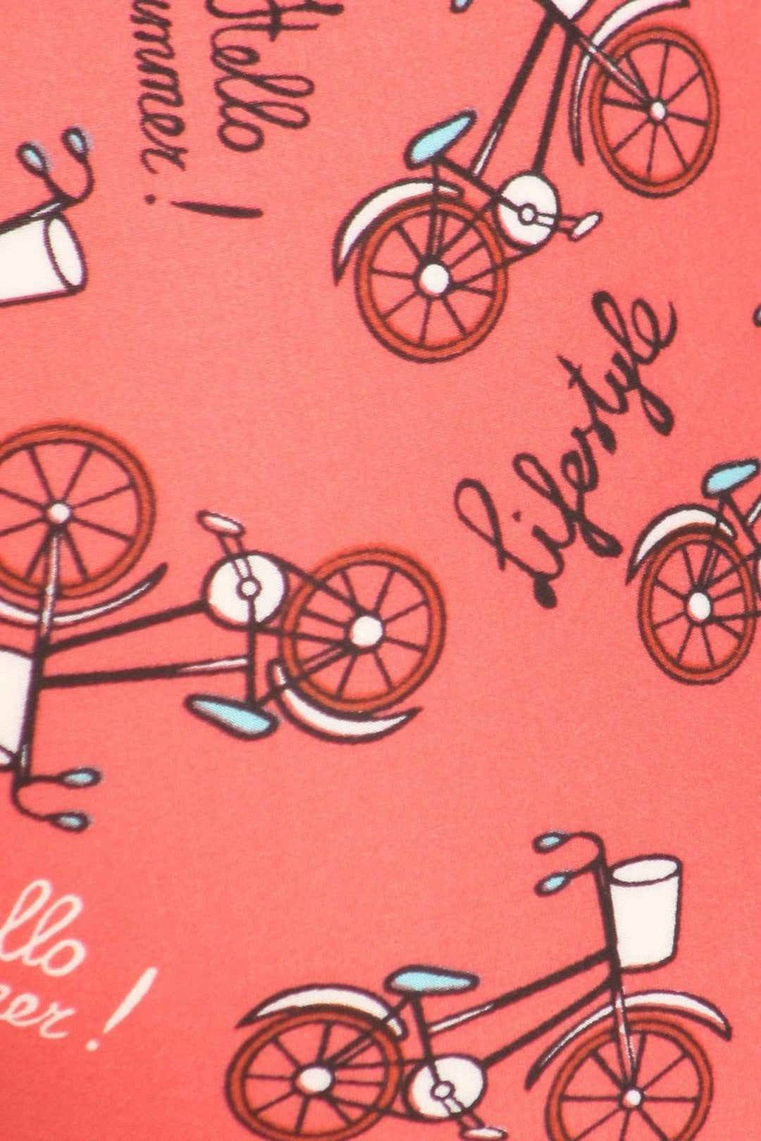 Buttery Red Summertime Bicycles Extra Plus Size Leggings - 3X-5X