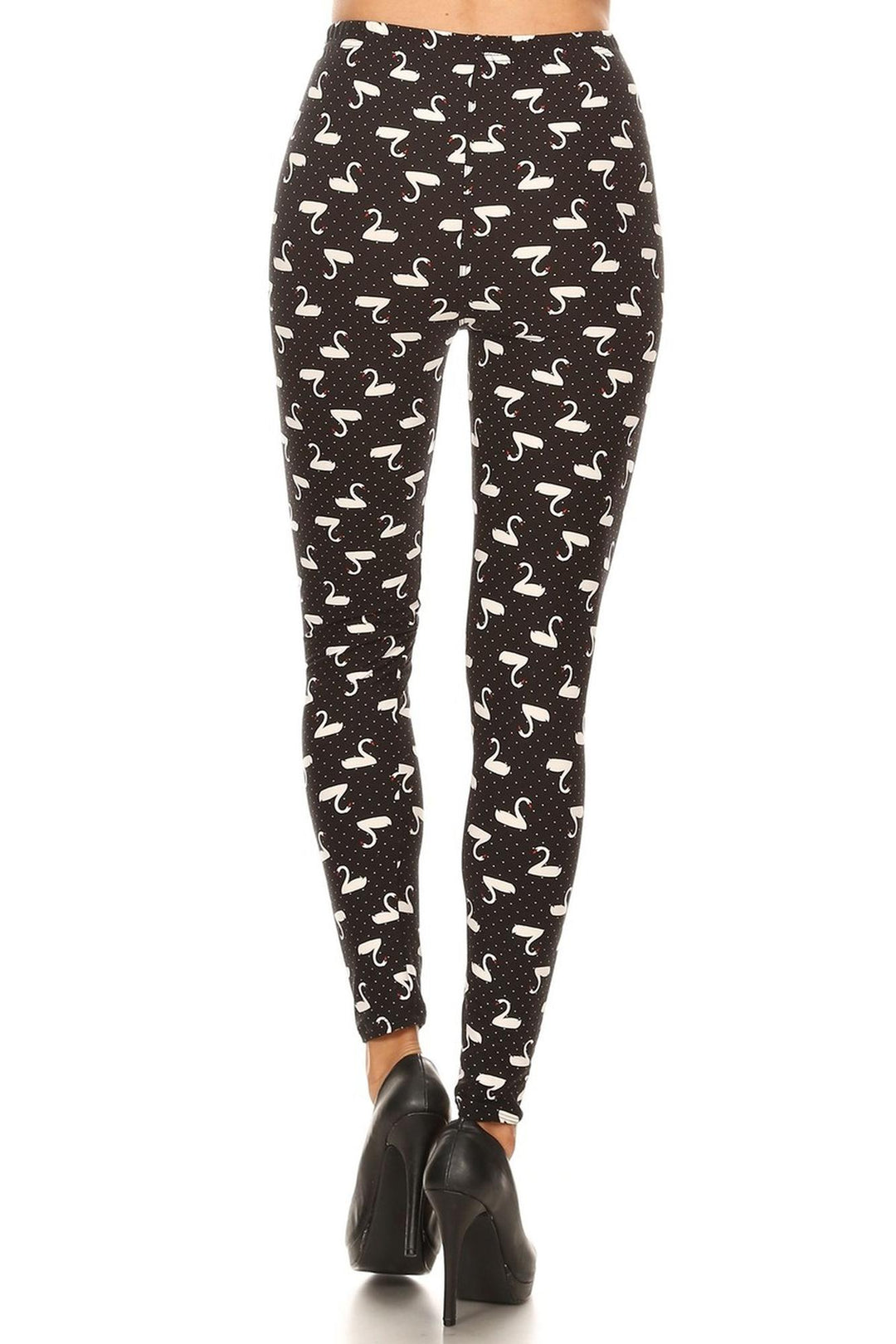 Buttery Smooth Polka Dot Swan Extra Plus Size Leggings - 3X-5X