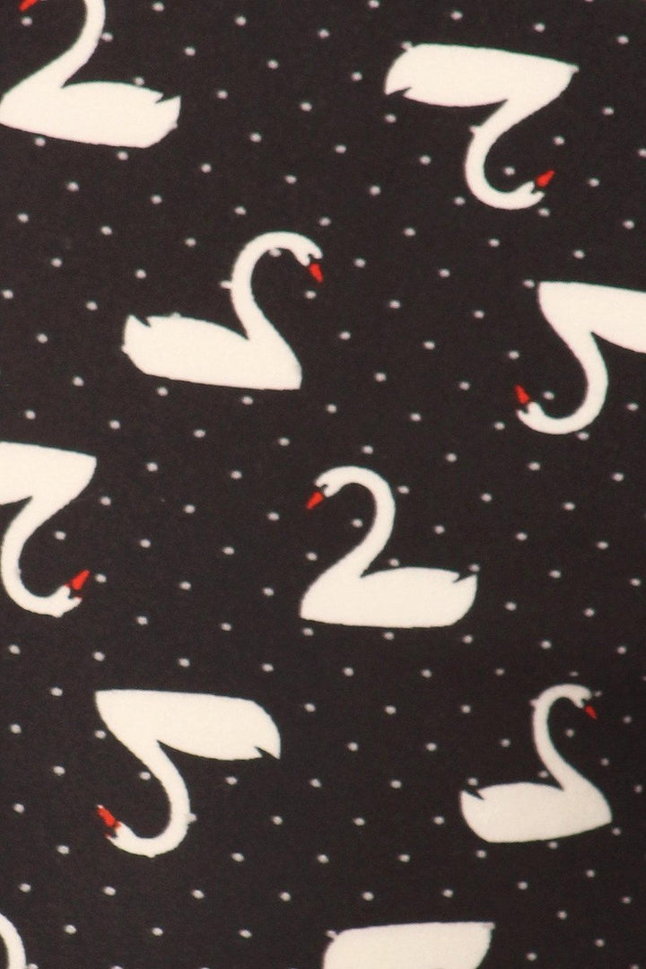 Buttery Smooth Polka Dot Swan Extra Plus Size Leggings - 3X-5X