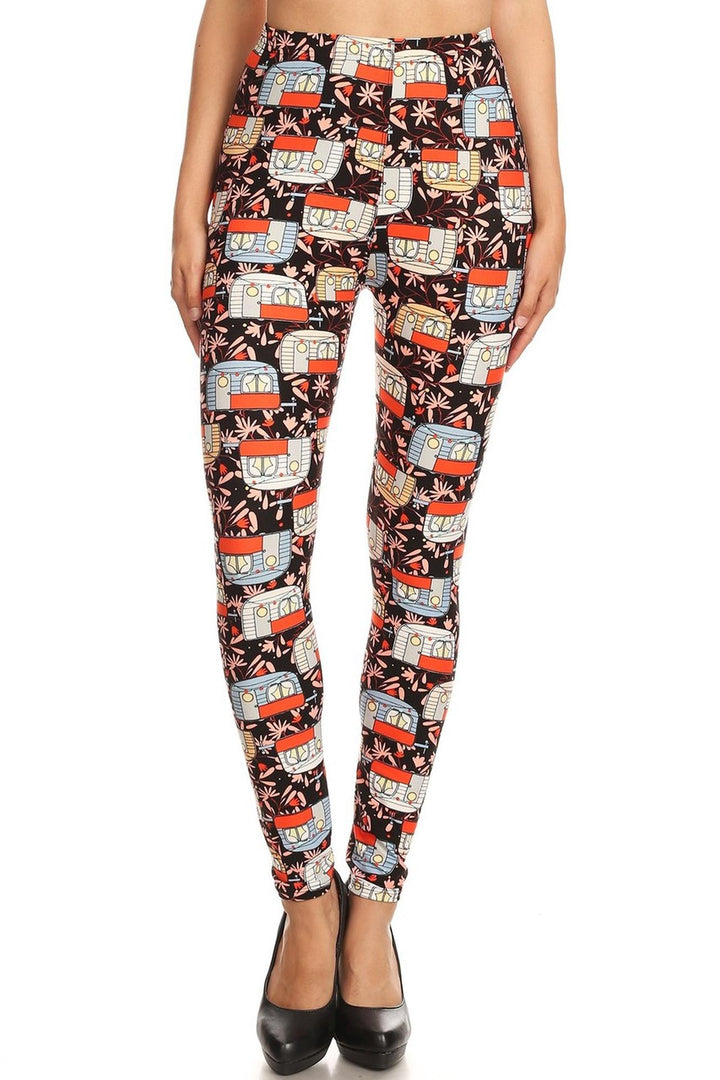 Buttery Smooth Summer Campers Extra Plus Size Leggings - 3X-5X
