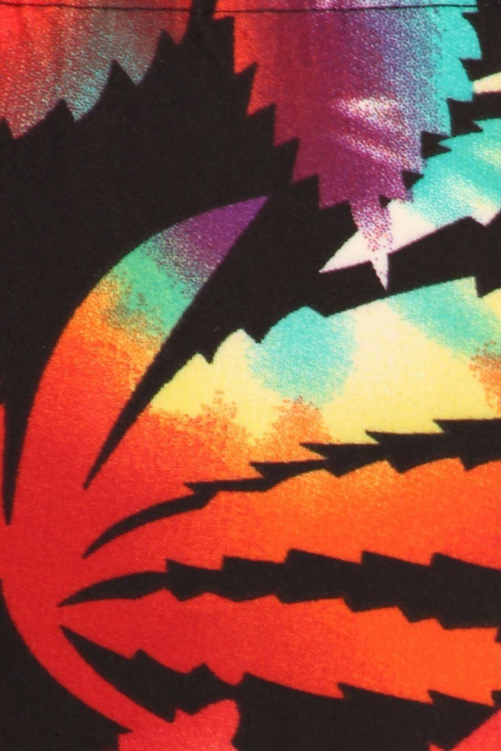 Buttery Smooth Rainbow Marijuana Extra Plus Size Leggings - 3X-5X