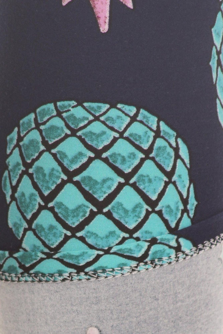 Buttery Smooth Teal Pineapple Extra Plus Size Leggings - 3X-5X