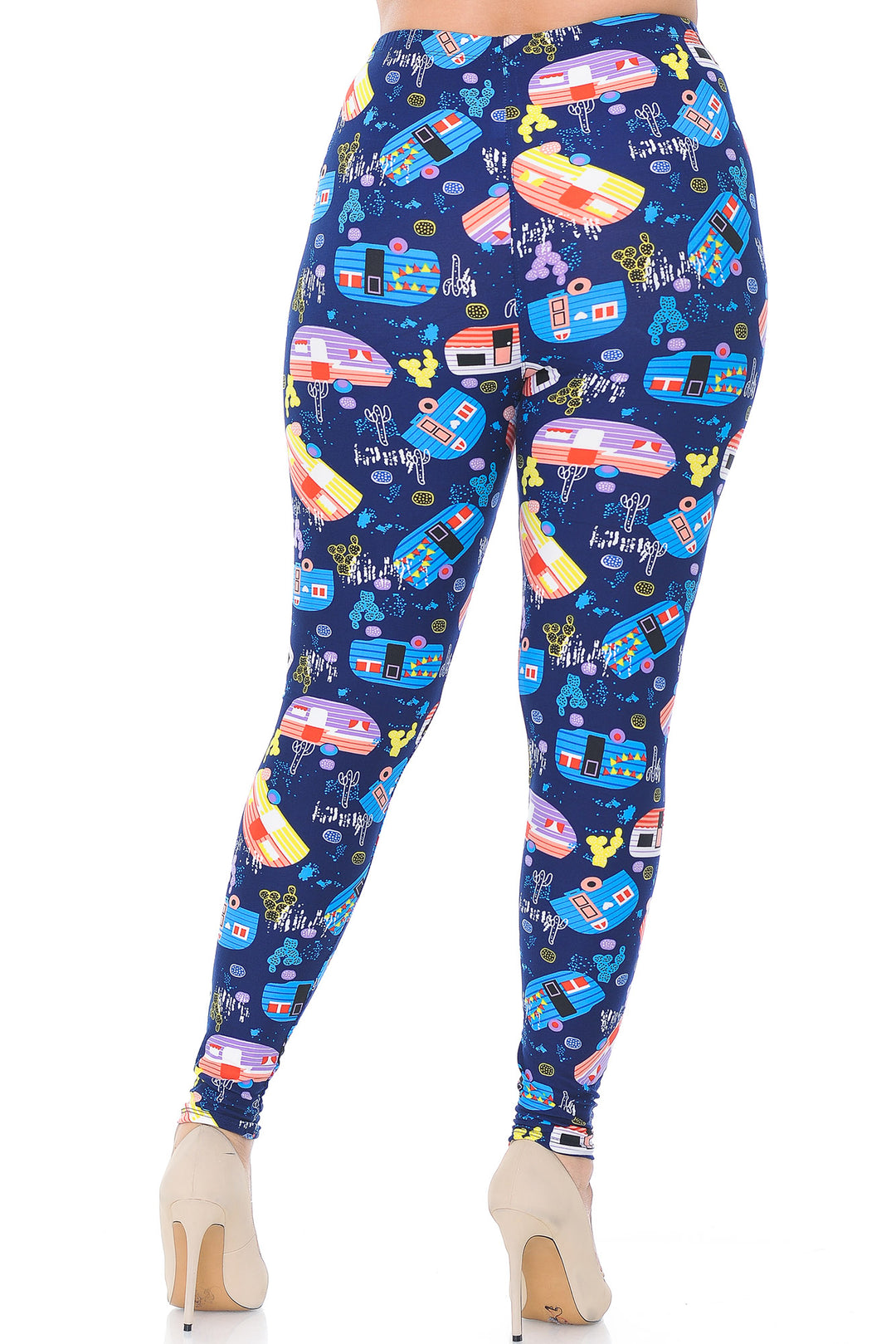 Buttery Smooth Retro Campers Extra Plus Size Leggings - 3X-5X