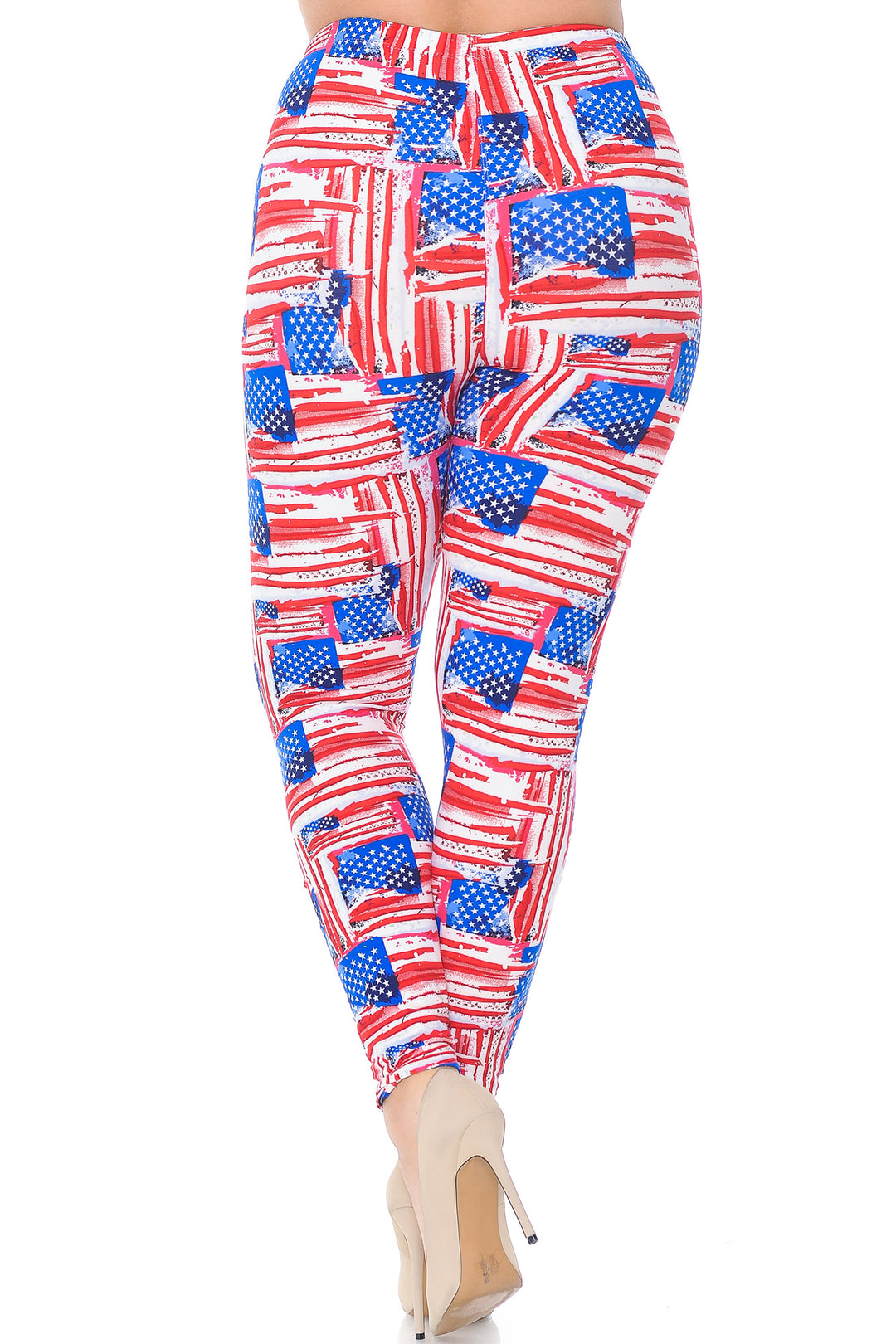Buttery Smooth Watercolor USA Flag Extra Plus Size Leggings - 3X-5X