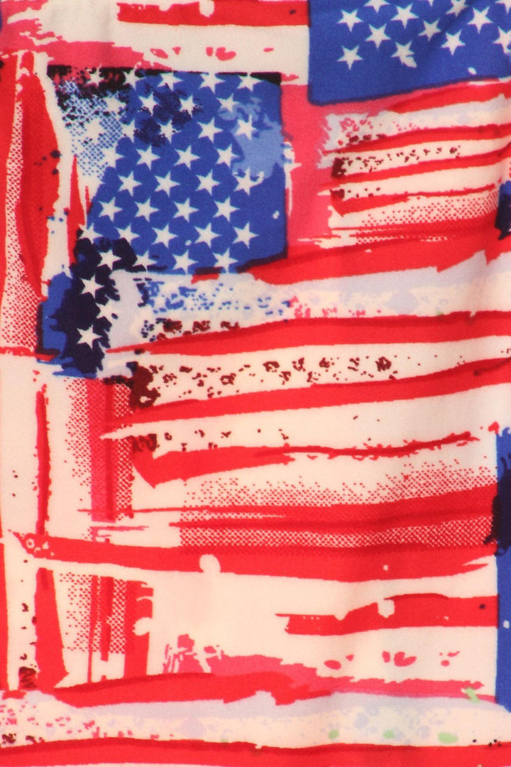 Buttery Smooth Watercolor USA Flag Extra Plus Size Leggings - 3X-5X
