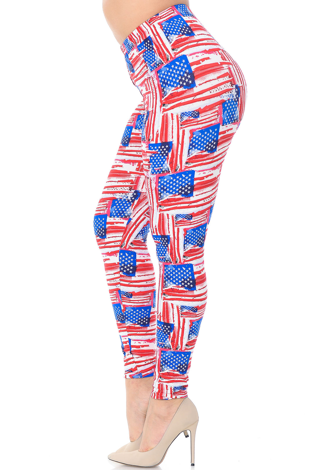 Buttery Smooth Watercolor USA Flag Extra Plus Size Leggings - 3X-5X