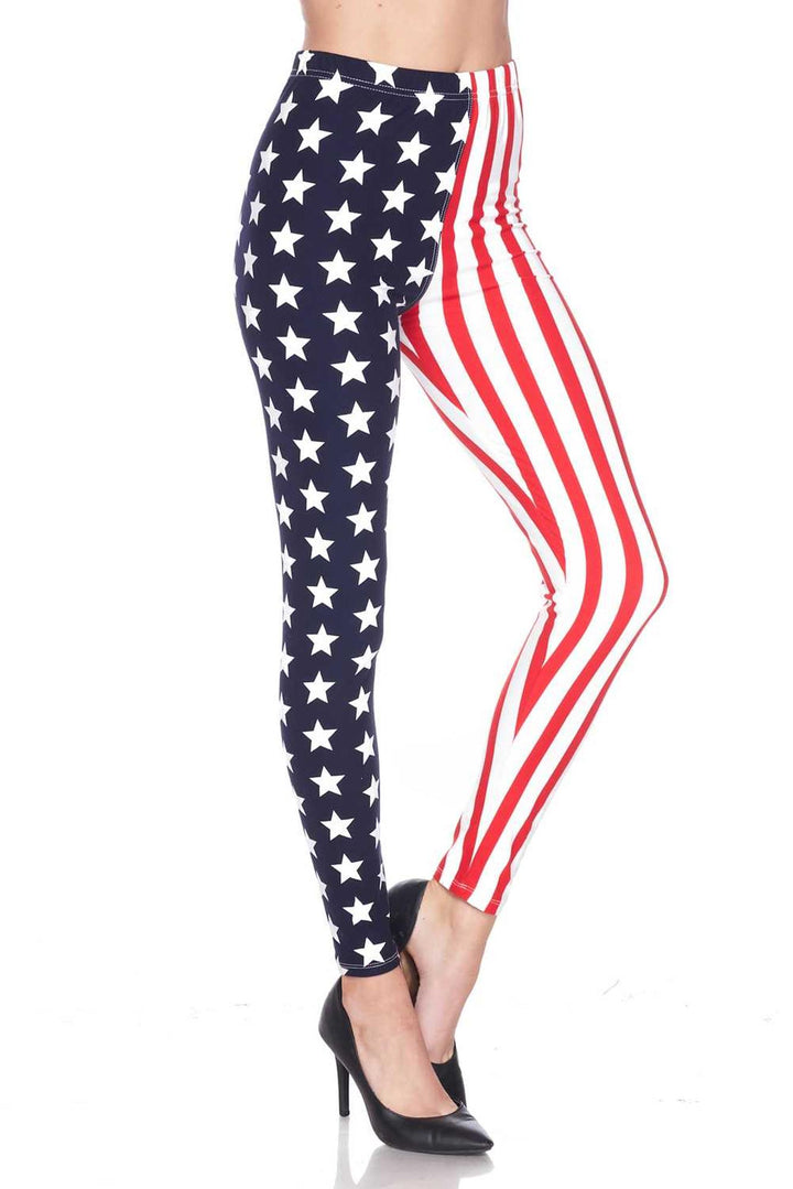 Buttery Smooth USA Flag Extra Plus Size Leggings - 3X-5X