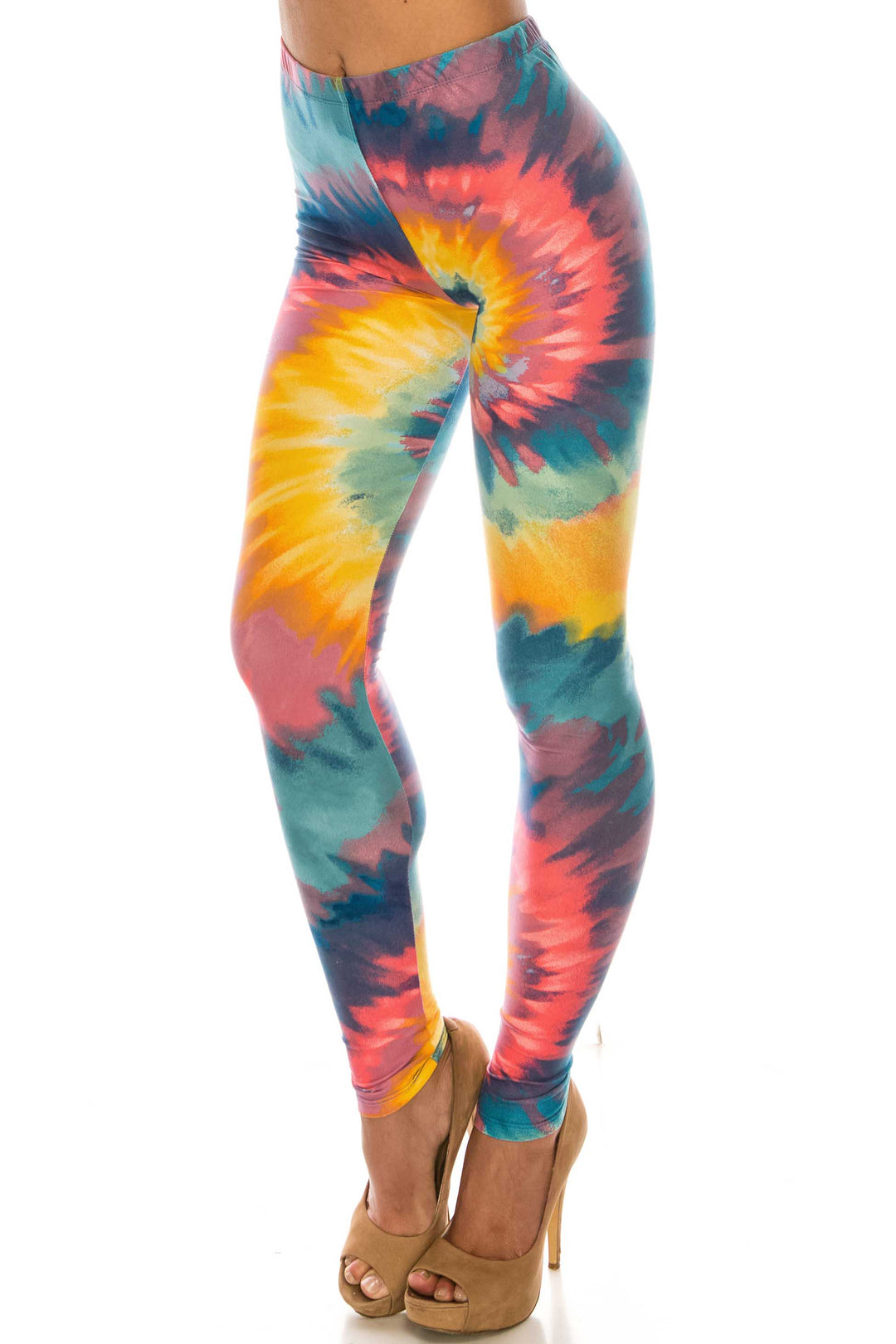 Buttery Smooth Multi-Color-Bold Tie Dye Extra Plus Size Leggings - 3X-5X