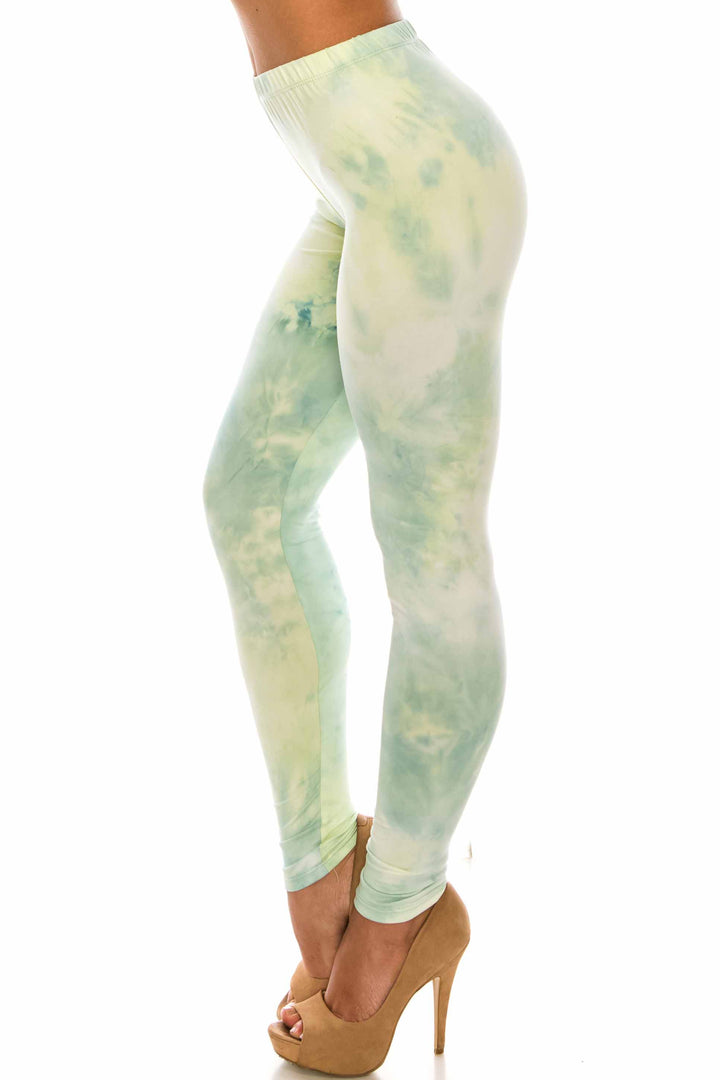 Buttery Smooth Mint Tie Dye Extra Plus Size Leggings - 3X-5X