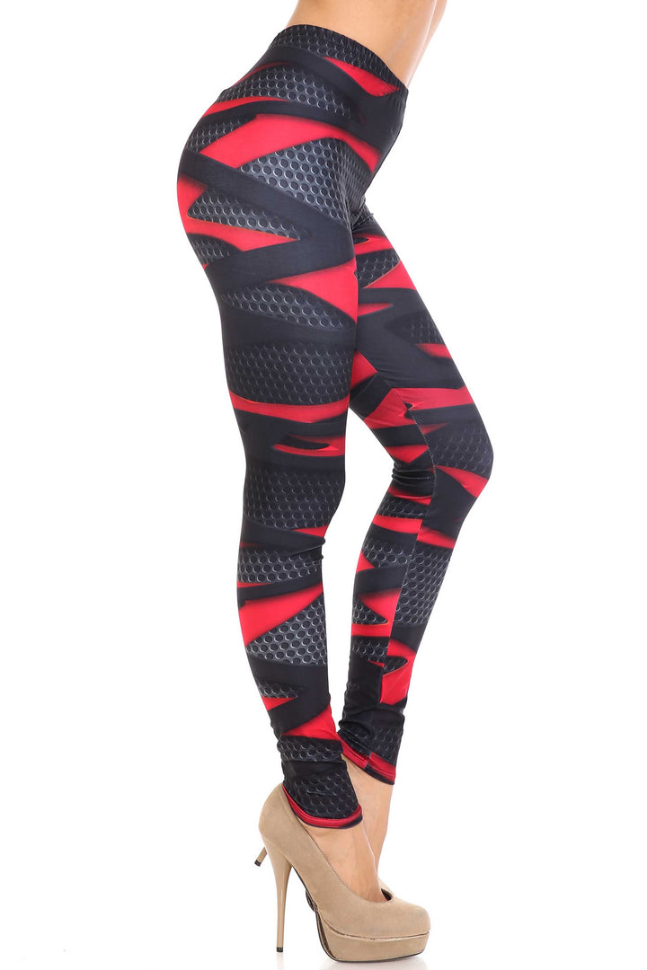 Creamy Soft Cascading 3D Sport Wrap Extra Plus Size Leggings - 3X-5X - USA Fashion