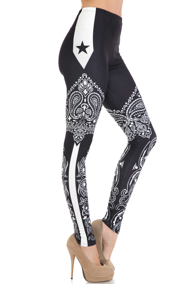 Creamy Soft Bandana Stars Extra Plus Size Leggings - 3X-5X - USA Fashion