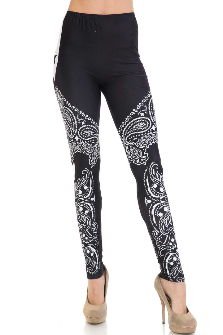 Creamy Soft Bandana Stars Extra Plus Size Leggings - 3X-5X - USA Fashion