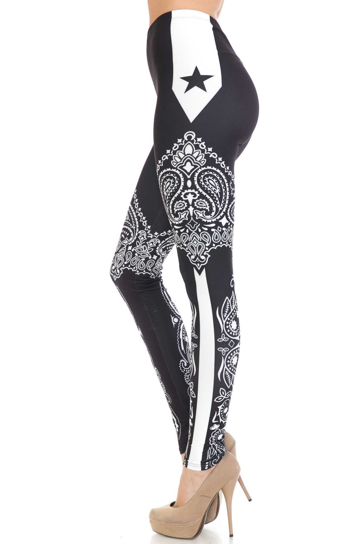 Creamy Soft Bandana Stars Extra Plus Size Leggings - 3X-5X - USA Fashion