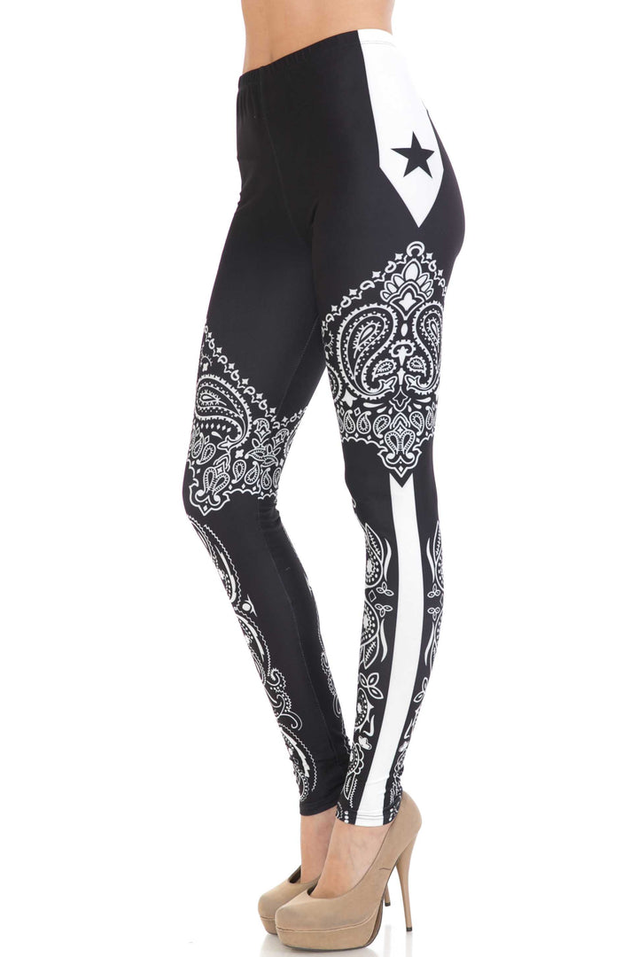 Creamy Soft Bandana Stars Extra Plus Size Leggings - 3X-5X - USA Fashion