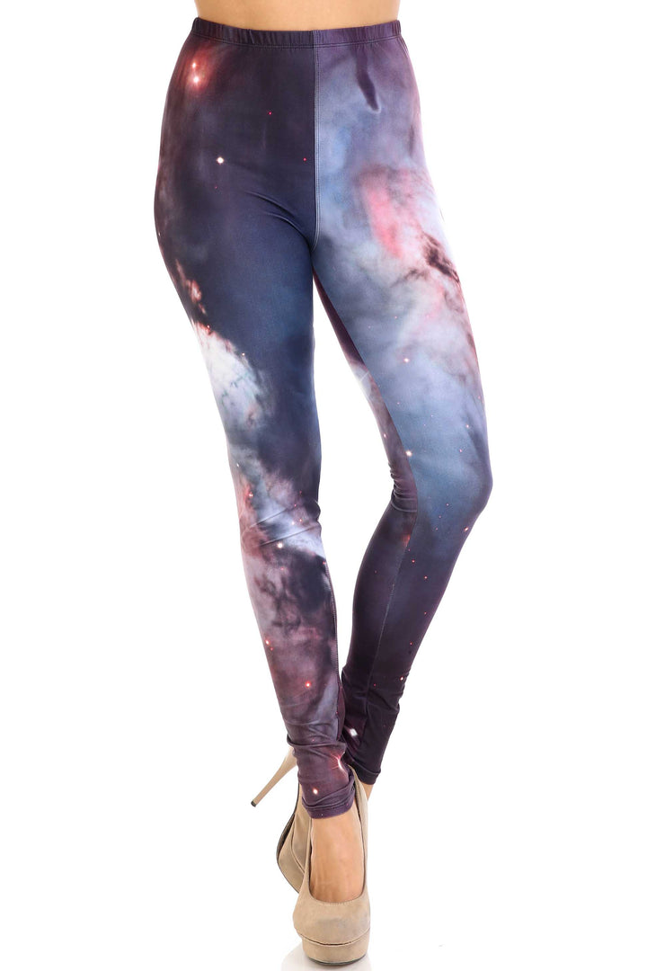 Creamy Soft Black Galaxy Extra Plus Size Leggings - 3X-5X - USA Fashion