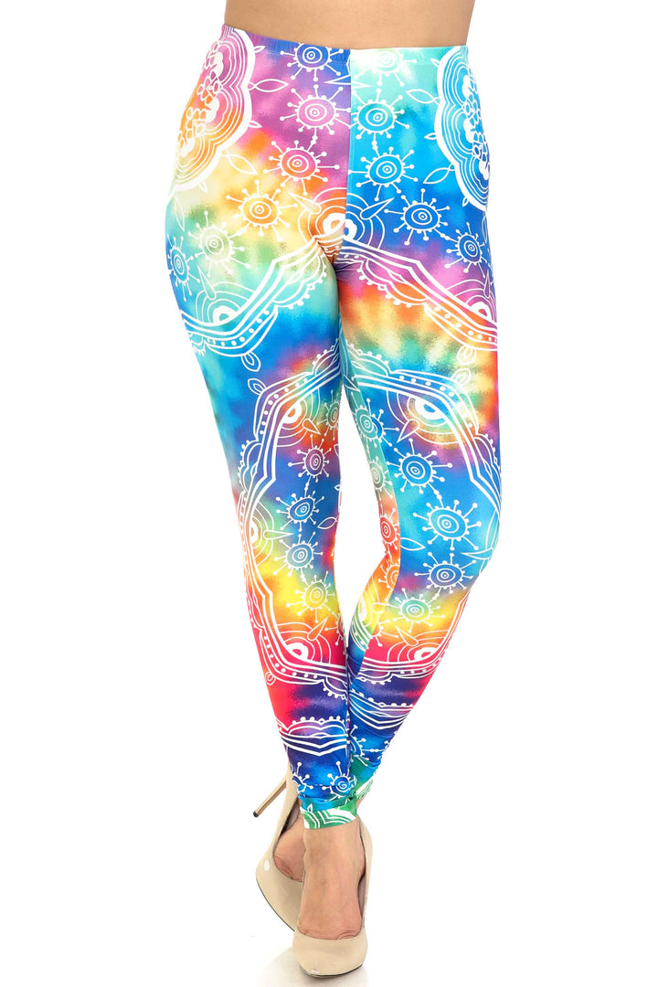 Creamy Soft California Tie Dye Extra Plus Size Leggings - 3X-5X - By USA Fashion
